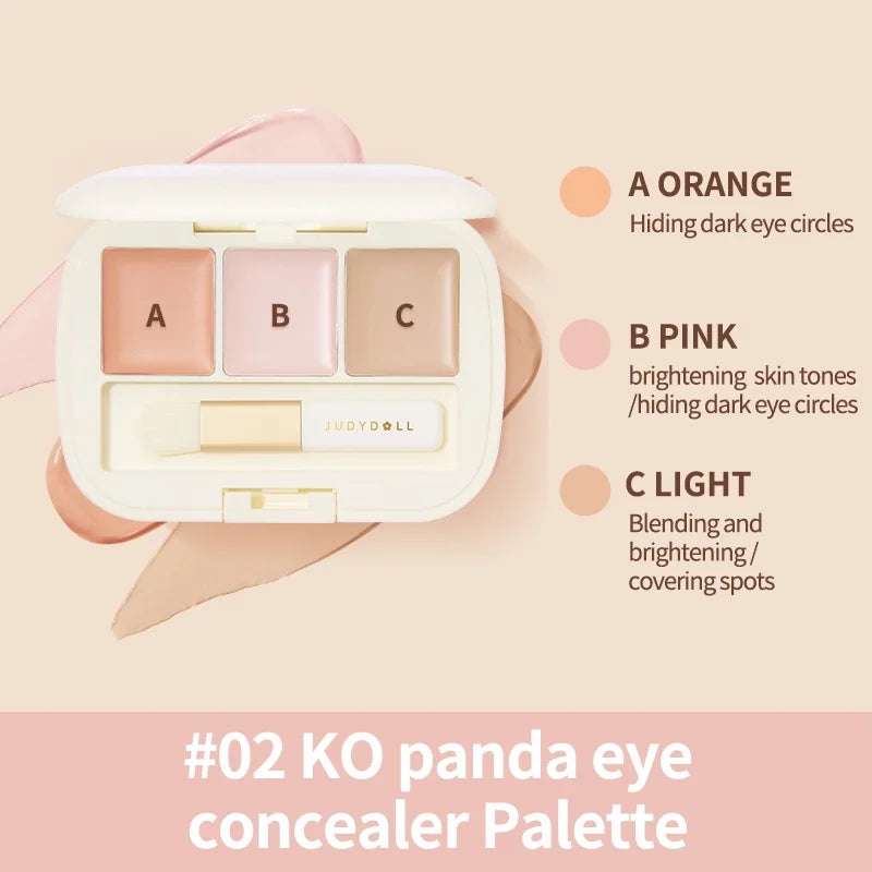 Judydoll Three-Color Concealer Palette Blemishes Spots Acne scars Covering Tear troughs Filling
