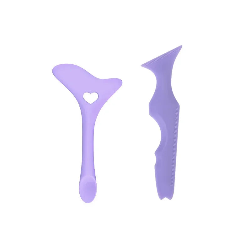 2Pcs Set Multifunctional Eye Makeup Tool Silicone Beauty Ruler Eyeshadow Highlight Lipstick Eyeliner Aid Tool Set