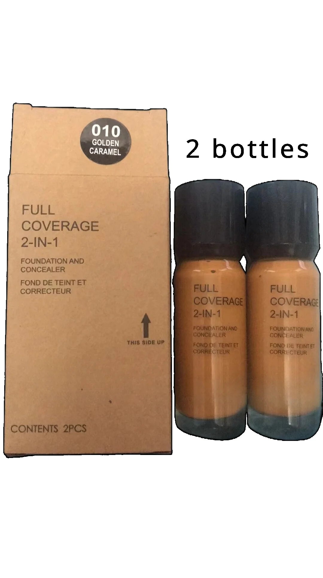 2-in-1 Foundation and Concealer Deep Flesh Color Liquid Foundation Makeup Moisturizing and Nourishing Wheat and Bronze Concealer