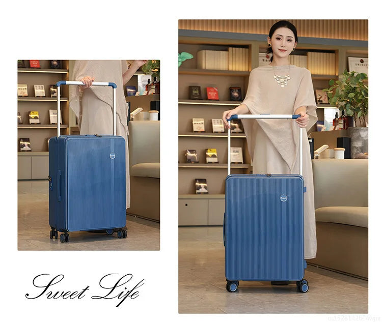 20/24 Inch Front Opening Travel Bags 1:9 Wide Pull Rod in The Deep Warehouse Rolling Luggage Case Travel Suitcases with Wheels