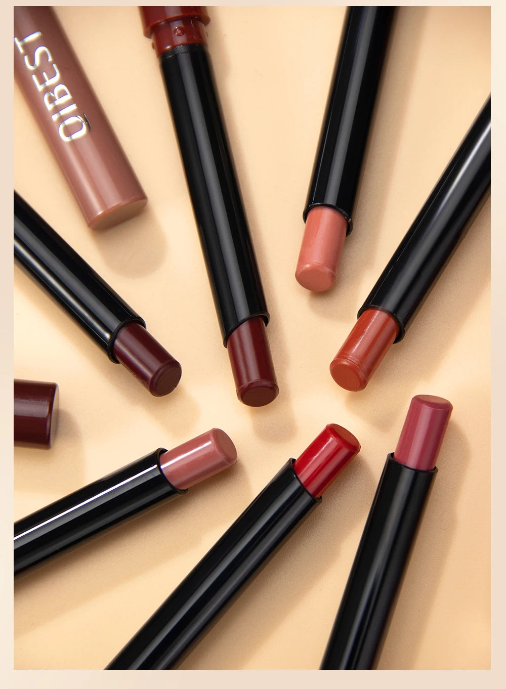 QIBEST 1PC Sexy Matte Lipstick Waterproof Long Lasting Color Rendering Non-stick Velvet Lips Liner Pencil Woman Makeup Cosmetics