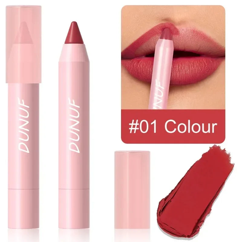 Sexy Dark Red Brown Lipstick Pencil Matte 18 Colors Lip Liner Crayons Rich Full Color Lip Tint Silky Natural Creamy Texture Pen