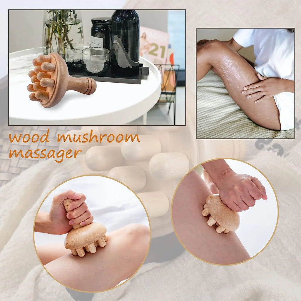 Wooden Therapy Massager Lymphatic Drainage Anti Cellulite Maderoterapia Kit - Body Contouring, Belly Waist Muscle Massage Relax