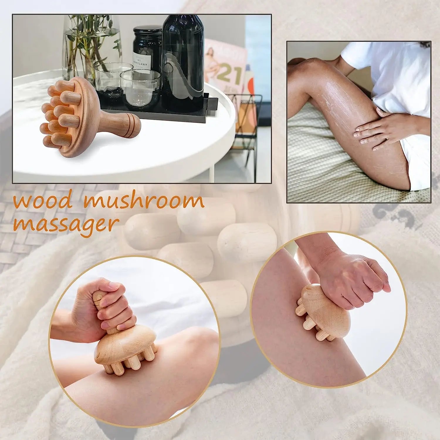 Wooden Therapy Massager Lymphatic Drainage Anti Cellulite Maderoterapia Kit - Body Contouring, Belly Waist Muscle Massage Relax