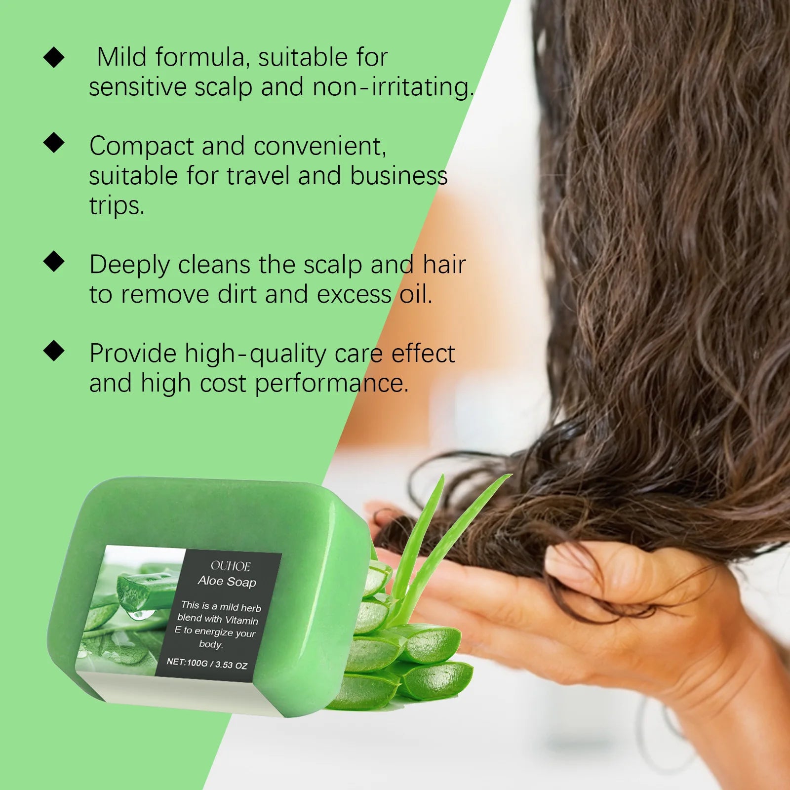 Aloe Nourishing Shampoo Soap Fluffy Strengthening Anti Hair Loss Oil Control Frizzy Curly Repair Damage Hair Shampoo Bar Soap
