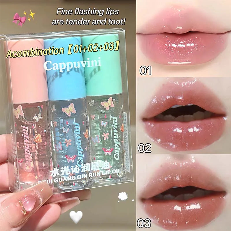 Moisturizing Water Light Lip Gloss Shimmer Transparent Jelly Mirror Lip Glaze Crystal Clear Hydrating Plumping Lip Gloss Makeup