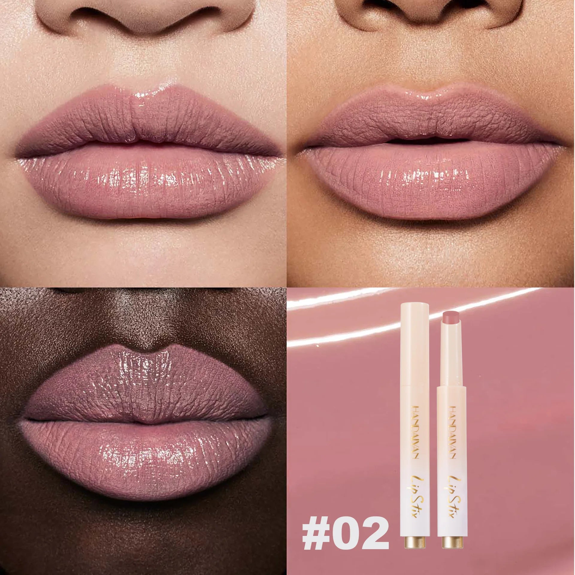 HANDAIYAN 8-color hydrating mirror color pressed lipstick pencil pearl long-lasting moisturizing hydrating lipstick pen