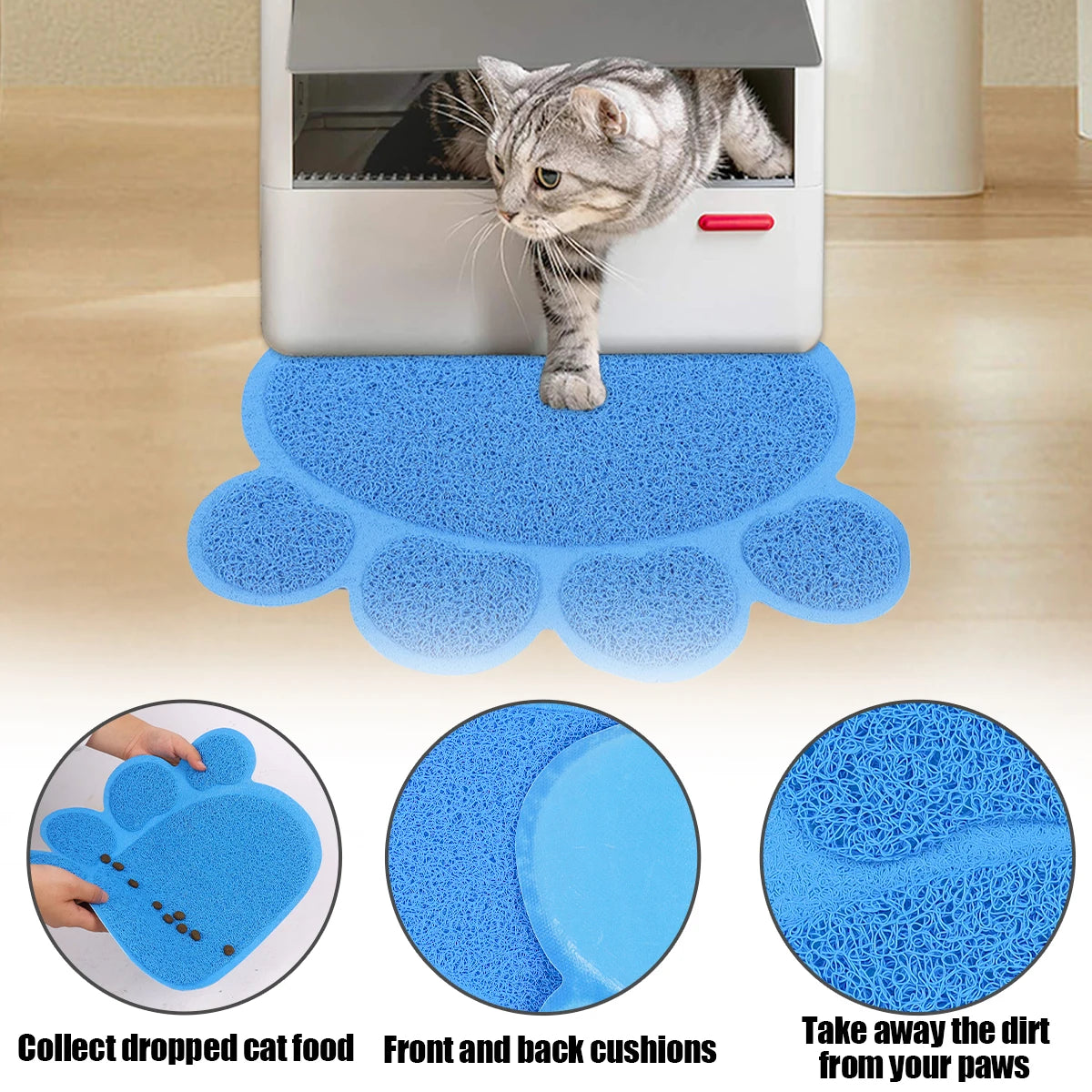 A cat claw shape waterproof pet cat and dog feeding mat, non-slip cat food mat, dog water bowl mat for indoor use