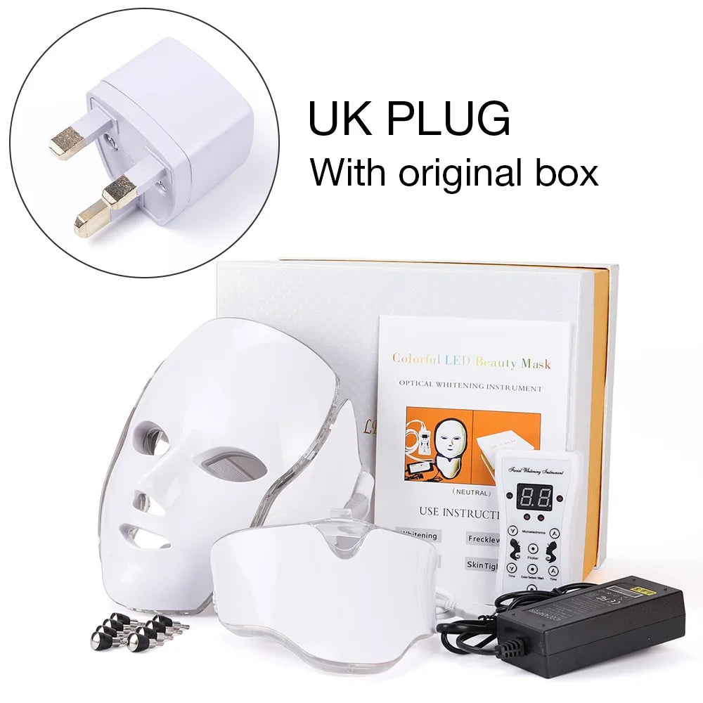 7 Colors Light LED Facial Mask with Neck Korean Photon Therapy Face Mask Red Light Therapy Acne Wrinkle Removal Beauty Skin Care