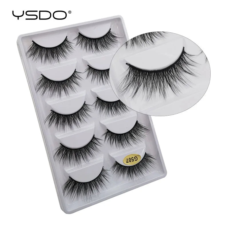 YSDO 5 pairs eyelashes makeup mink strip lashes dramatic eyelashes faux cils natural false eyelashes extension 3d mink eyelashes