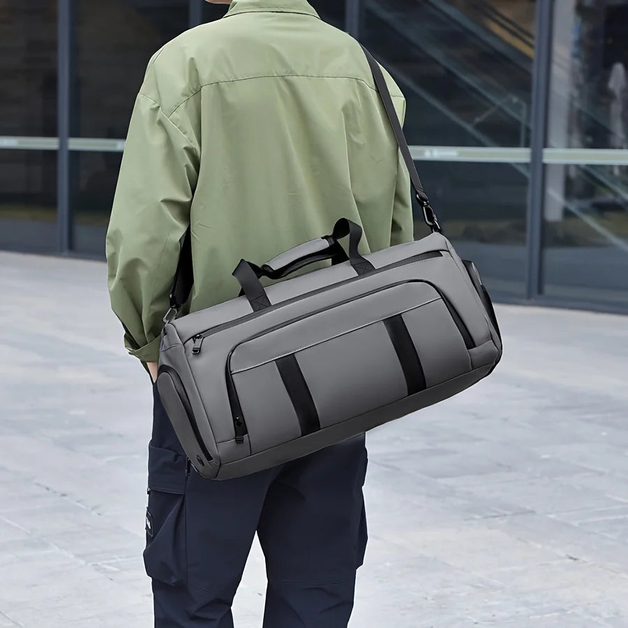Large capacity men's sports crossbody bag, suitable for gym, travel, and outdoor activities - available in gray/green/black