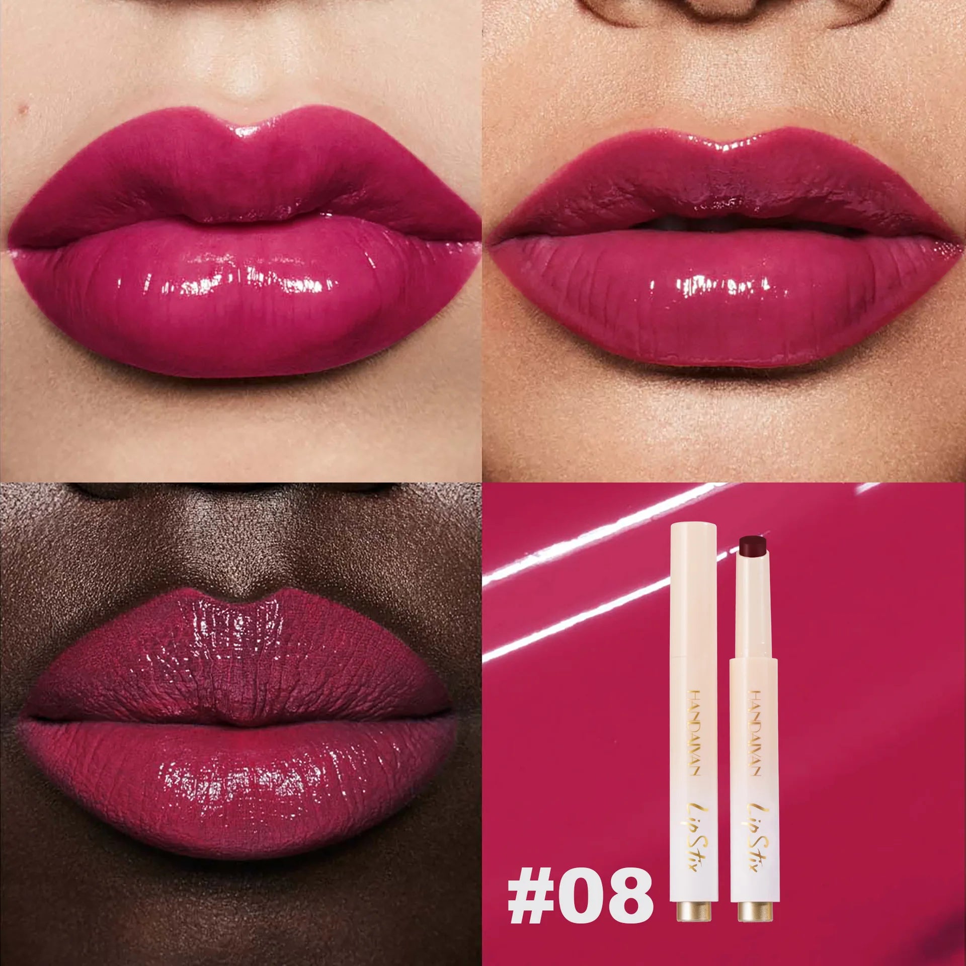 HANDAIYAN 8-color hydrating mirror color pressed lipstick pencil pearl long-lasting moisturizing hydrating lipstick pen