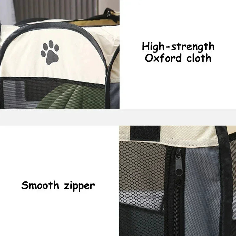 Foldable Octagonal Pet Tent Portable Cat Dog Cage for Outdoor Camping Large Enclosure Travel Fence House for Cats and Dogs