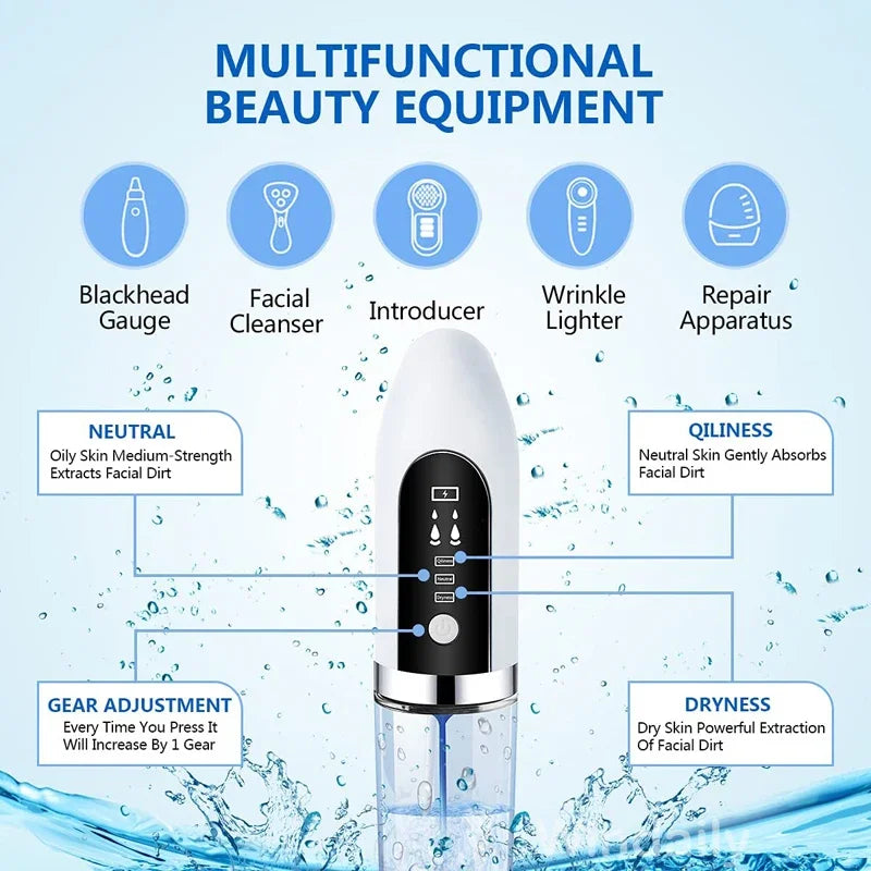 Electric Small Bubble Blackhead Remover USB Rechargeable Water Cycle Pore Acne Pimple Removal Vacuum Suction Facial Cleaner Tool