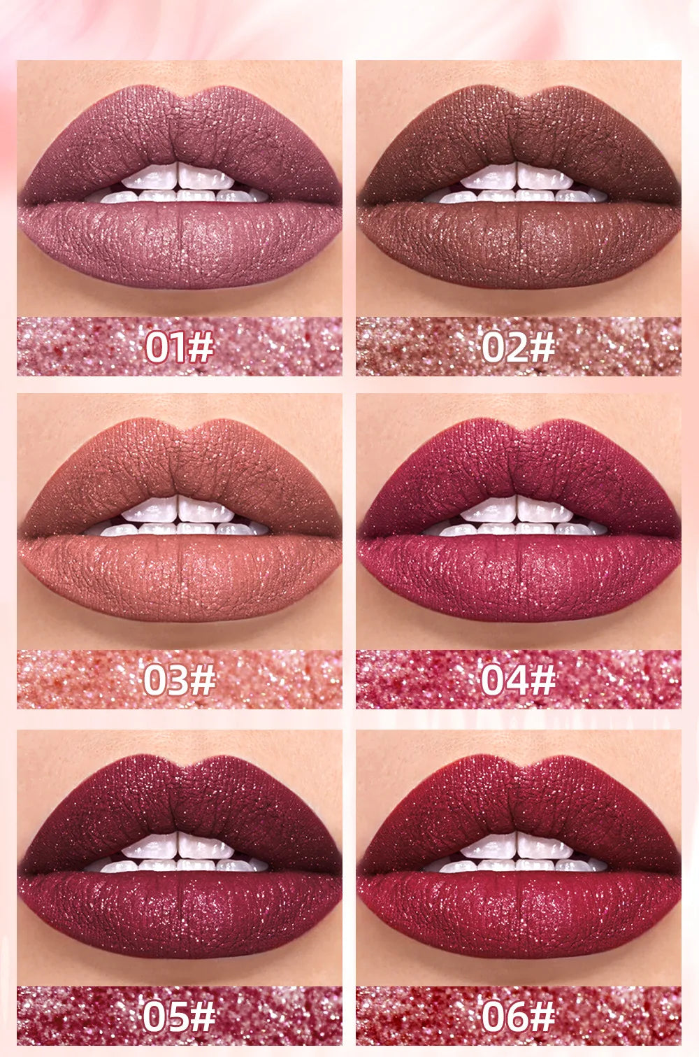 Diamond Shimmer Waterproof Lipgloss 10 Colors Liquid Lipstick Glitter Shiny Pearl Glaze Long Lasting Lip Tint Women Makeup