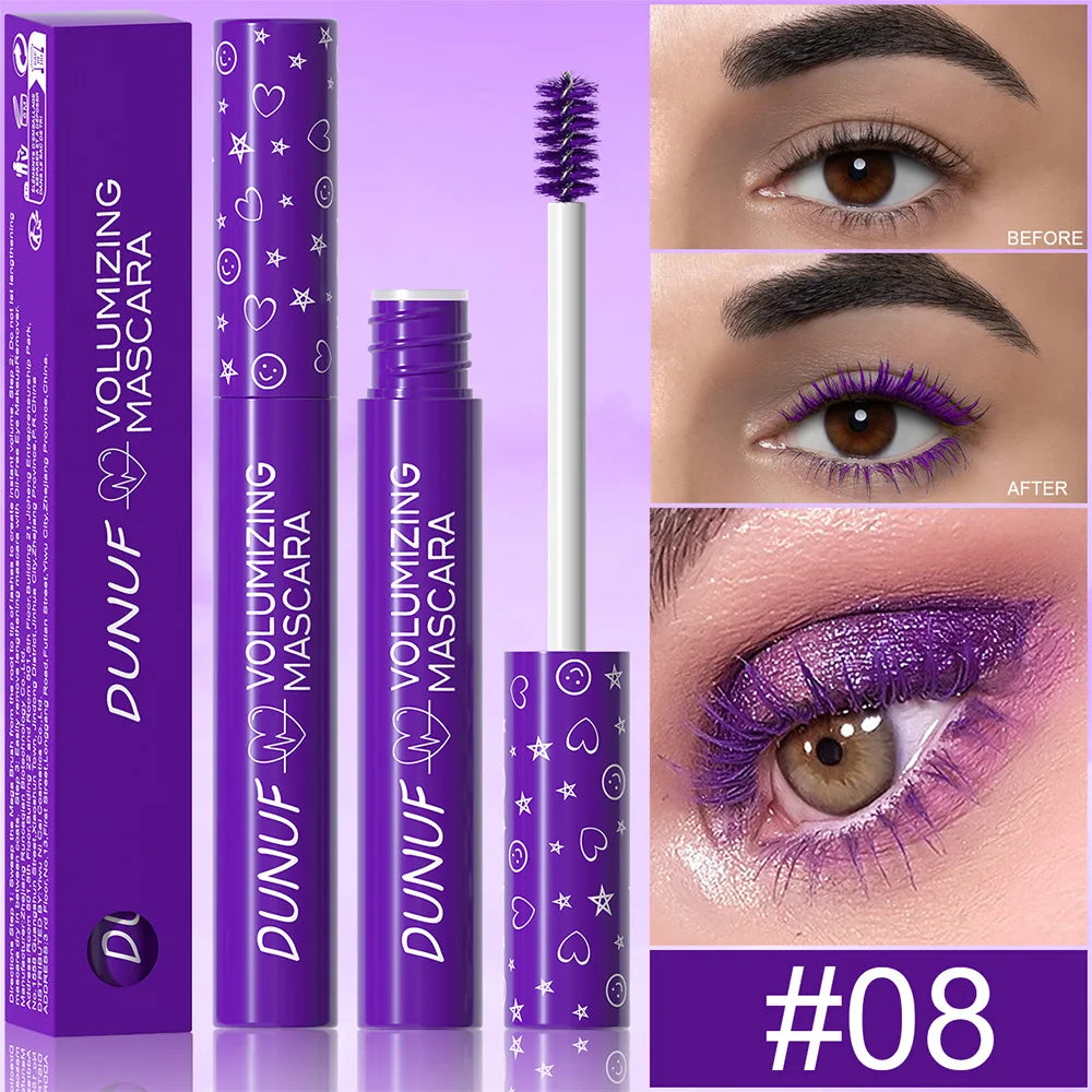 2pcs Green Purple Slender Curly Mascara, Color Mascara Waterproof Not Easy To Smudge, Portable Fine Brush Head，Holiday Makeup