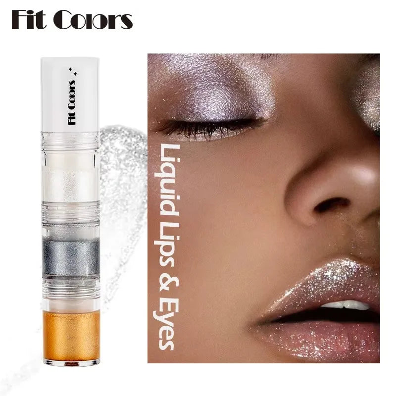 Fit Colors 3 Sections Smoky Eye Water Eyeshadow Diamond Liquid Pearl Shimmer Eye Shadow Liquid Lip Dye