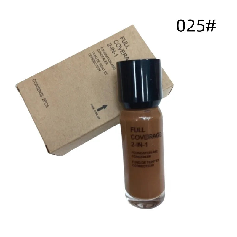 2-in-1 Foundation and Concealer Deep Flesh Color Liquid Foundation Makeup Moisturizing and Nourishing Wheat and Bronze Concealer