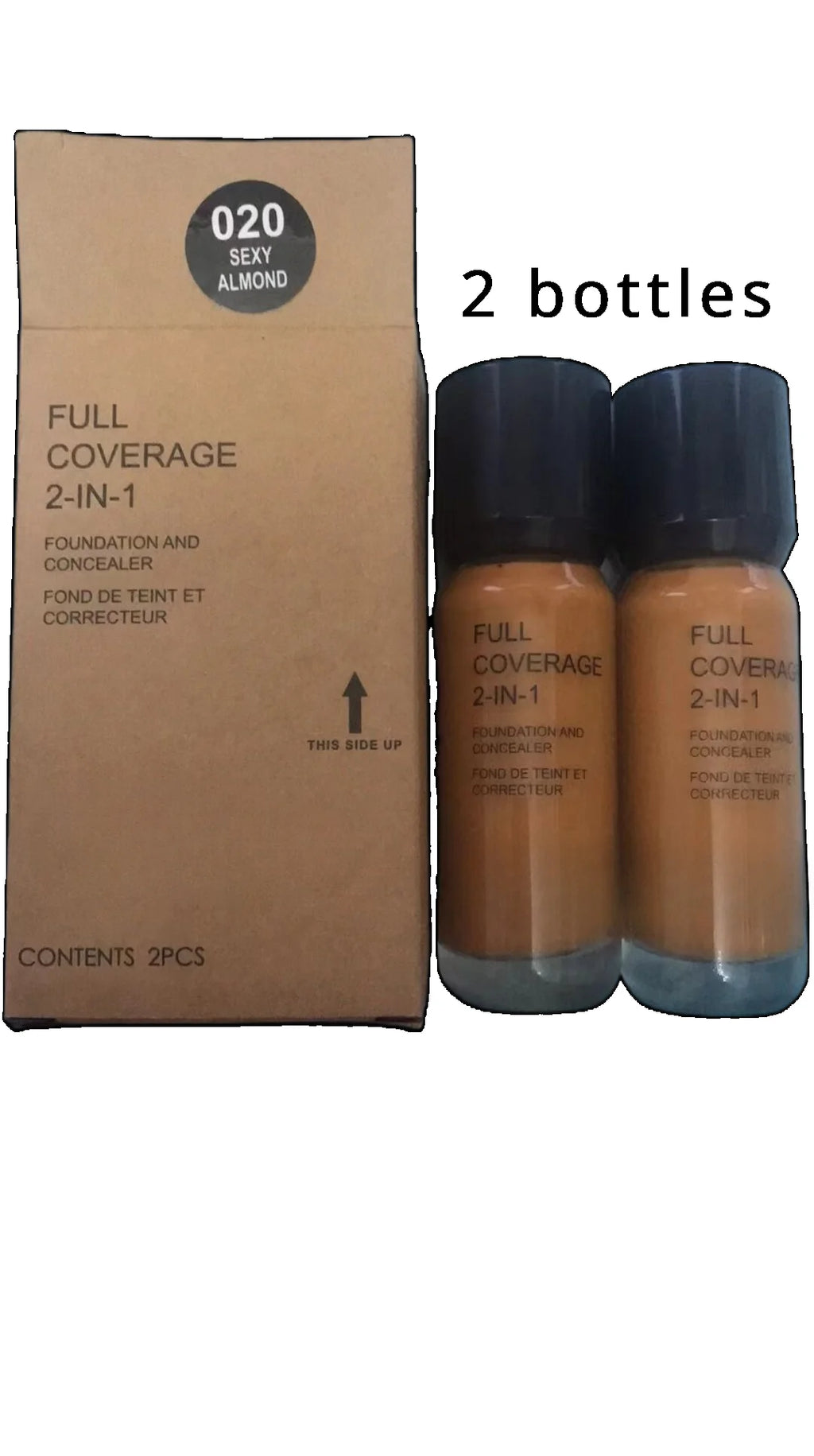 2-in-1 Foundation and Concealer Deep Flesh Color Liquid Foundation Makeup Moisturizing and Nourishing Wheat and Bronze Concealer