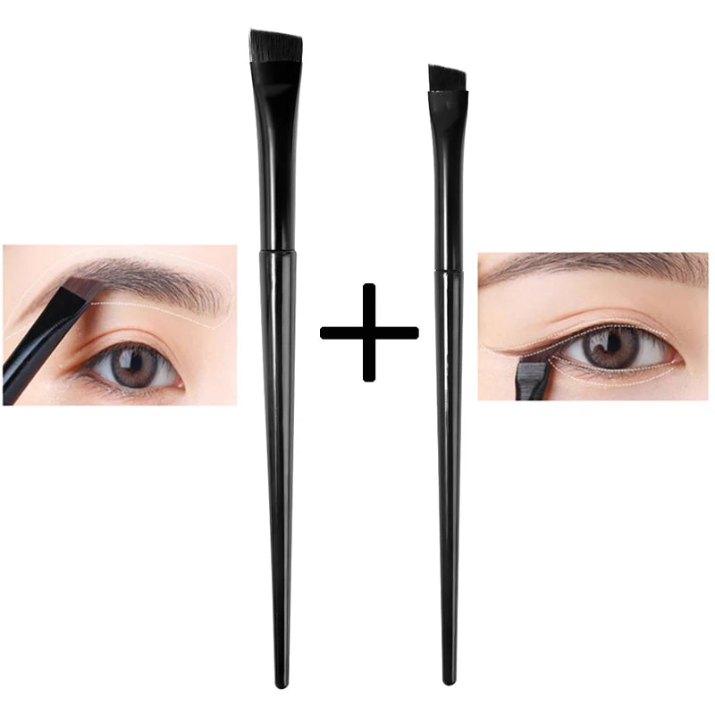 New 2pcs Blade Makeup Brushes Angled Thin Eyebrow Brush Flat Fine Eyeliner Brush Professional Liner Brow Beauty Make Up Tool