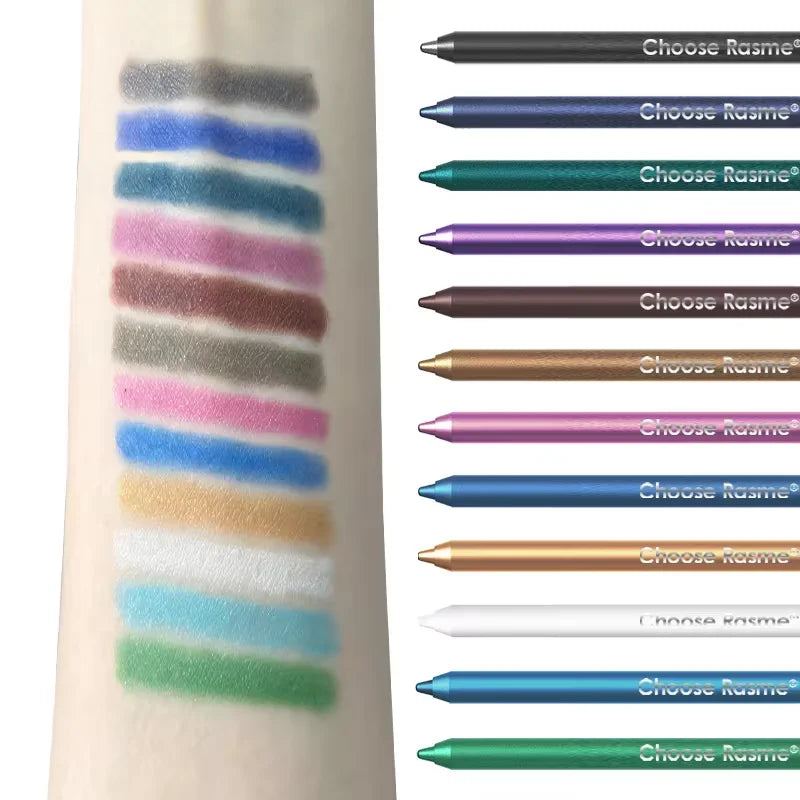 12 Colors Set Glitter&Shimmer  eyeshadow Eyeliner Stick Pack Wearing Smooth Application Versatile Halloween Activity Makeup Pens