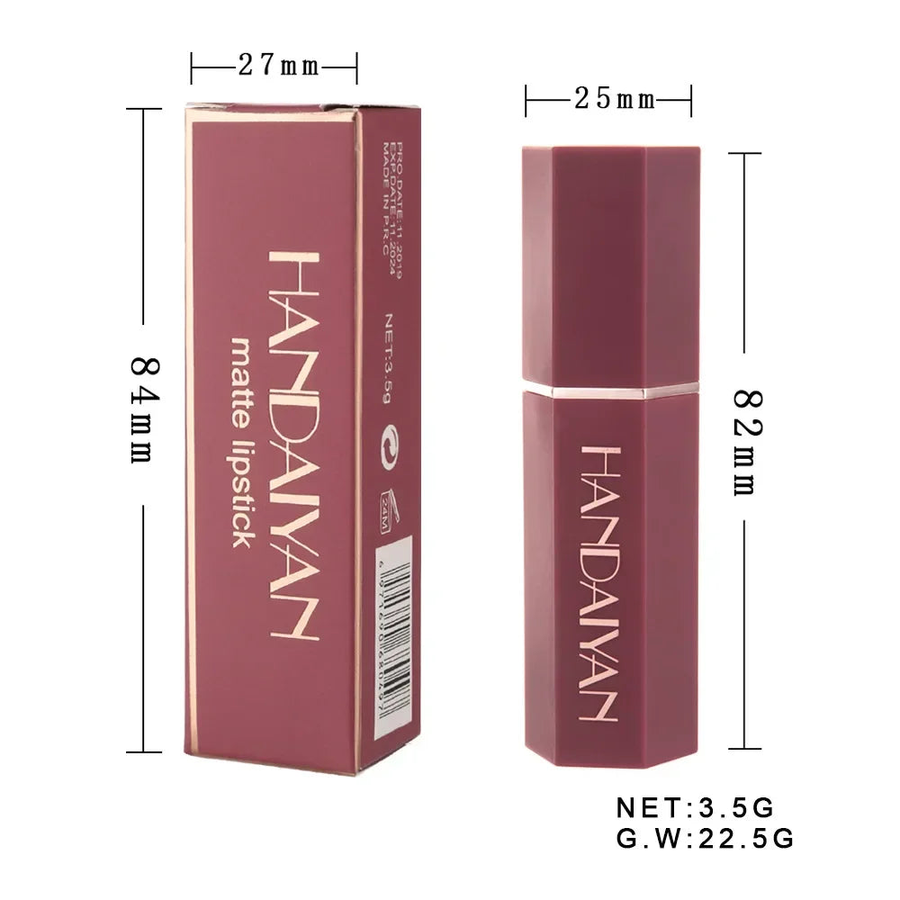 6 Colors Matte Lipstick Beauty Lip Gloss LippenstiftTinted Balm 24 Hours Waterproof Free Shipping Makeup