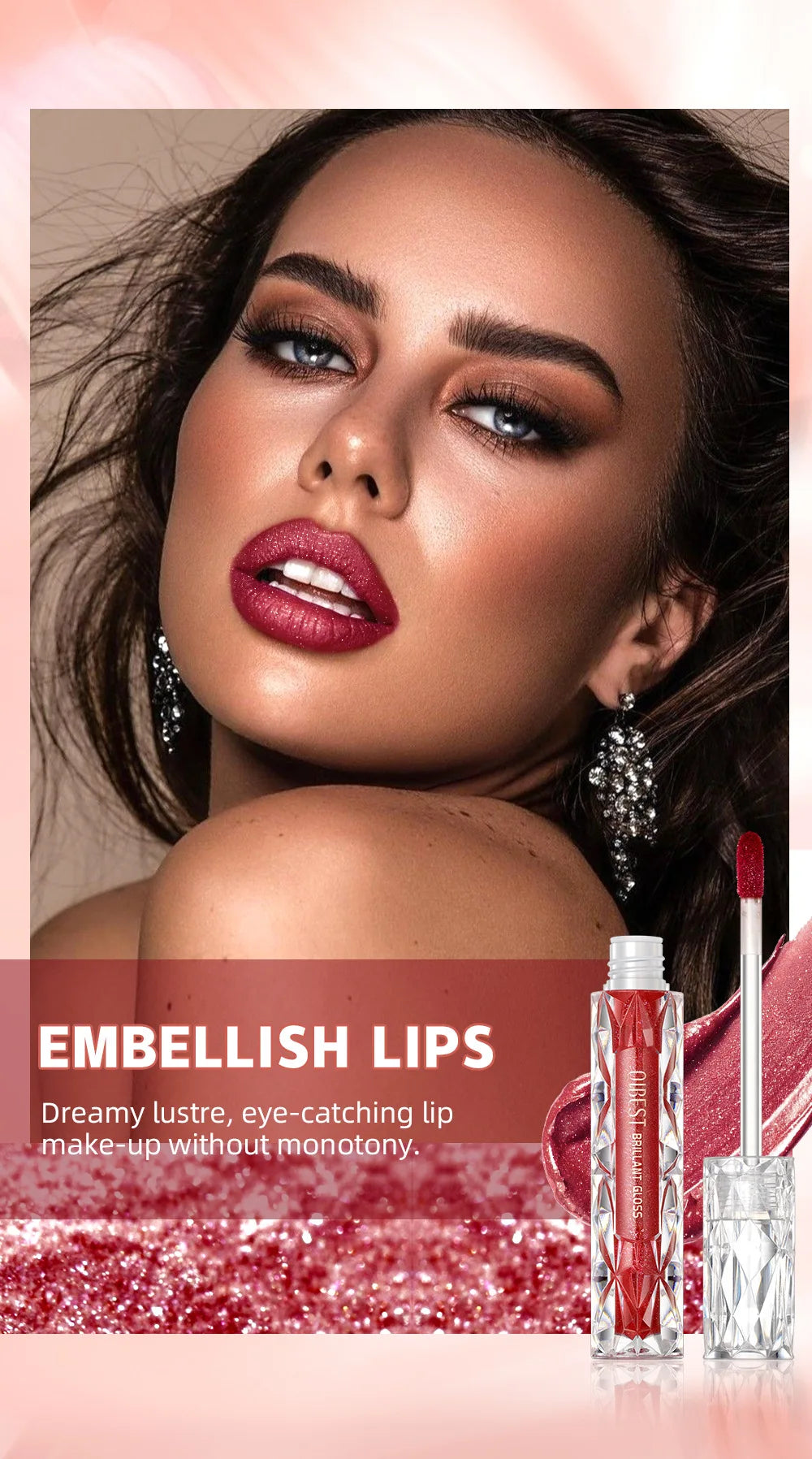 Diamond Shimmer Waterproof Lipgloss 10 Colors Liquid Lipstick Glitter Shiny Pearl Glaze Long Lasting Lip Tint Women Makeup