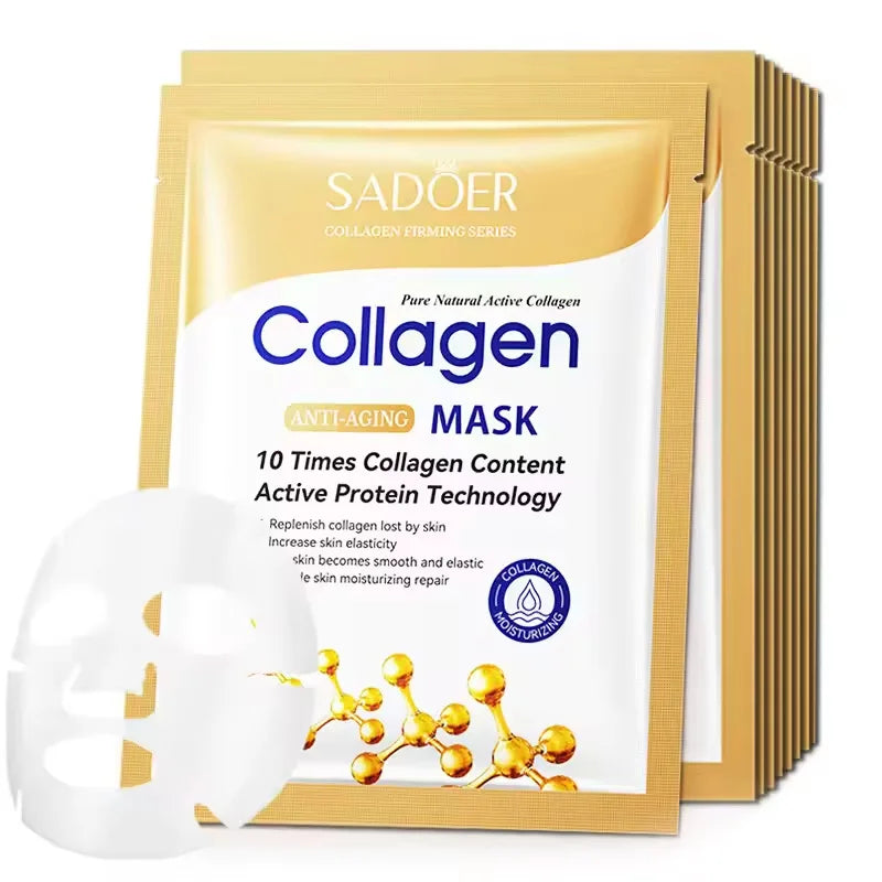 10pcs Collagen Face Mask Firming Moisturizing Repair Brightening Skincare Face Sheet Mask Beauty Facial Masks Korean Skin Care