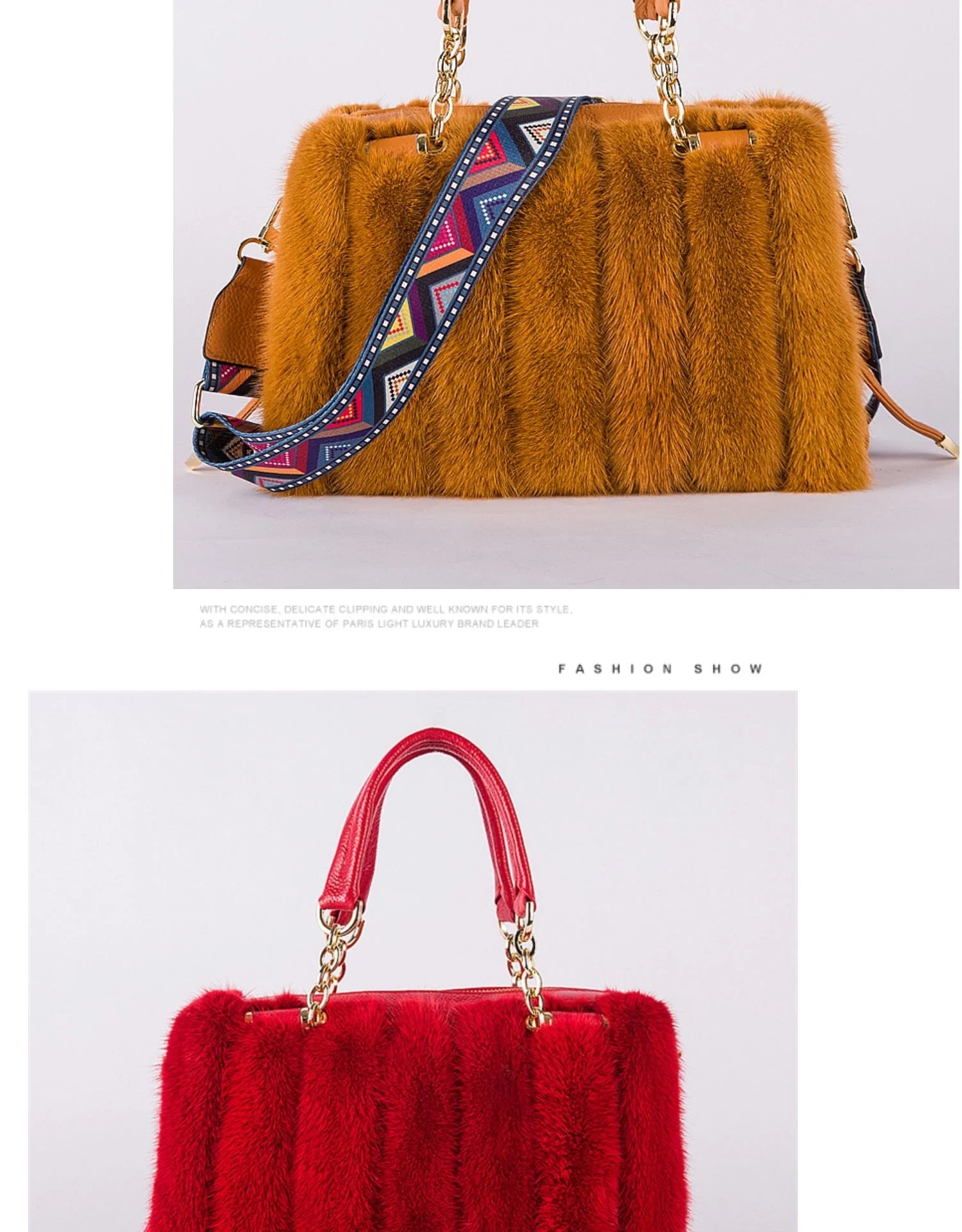 2021 New Mink Fur Bag Women Luxury Handbags Elegant Ladies Single Shoulder Bag Female Leather Solid Color Party Hand Bag