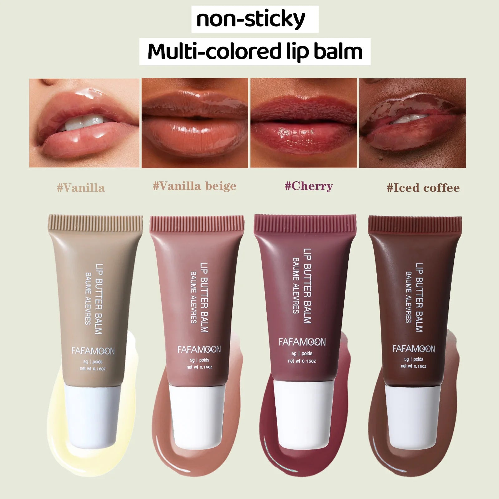 FAFAMON 4 Color Doodle Lip Butter Mirror Nourishing Lip Glaze Set Multicolor Plumping Lip Oil Moisturizing Glass Lip Oil Set