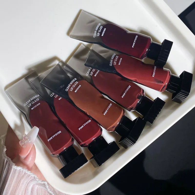 6 Colors Jelly Mirror Water Lip Gloss Transparent Glass Lip Glaze Waterproof Liquid Lipstick Nude Brown Clear Lip Tint Makeup