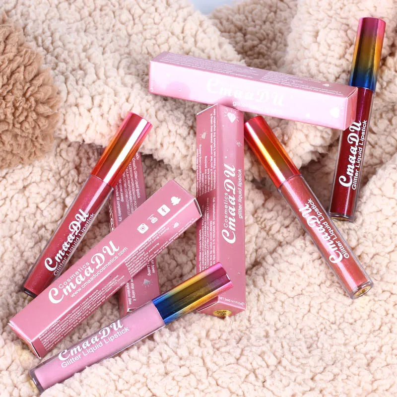 Pearlescent Diamond Lip Gloss Nude Candy Metal Glitter Liquid Lipstick Lips Moisturizer Cosmetics Metallic Shine Lipgloss