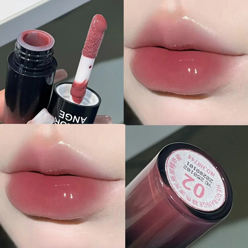 HERORANGE Color-Cooling Shimmering Lip Gloss Hydrating Silky Long-Lasting Color-Dyeing Clear Watery Mirror Lip Glaze