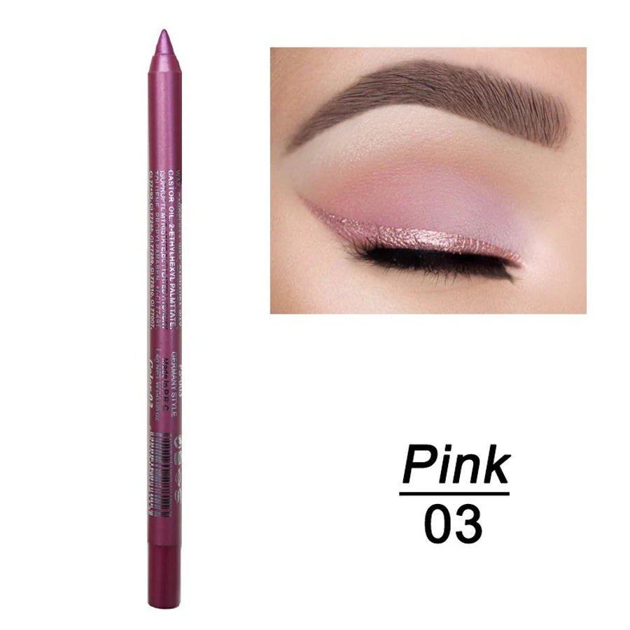14-Color Colourful Eyeliner Pen, High Pigmented Pearly Glitter ShimmerMetallic Finish, Smokey Punk Gothic Style Eyeliner, Long L