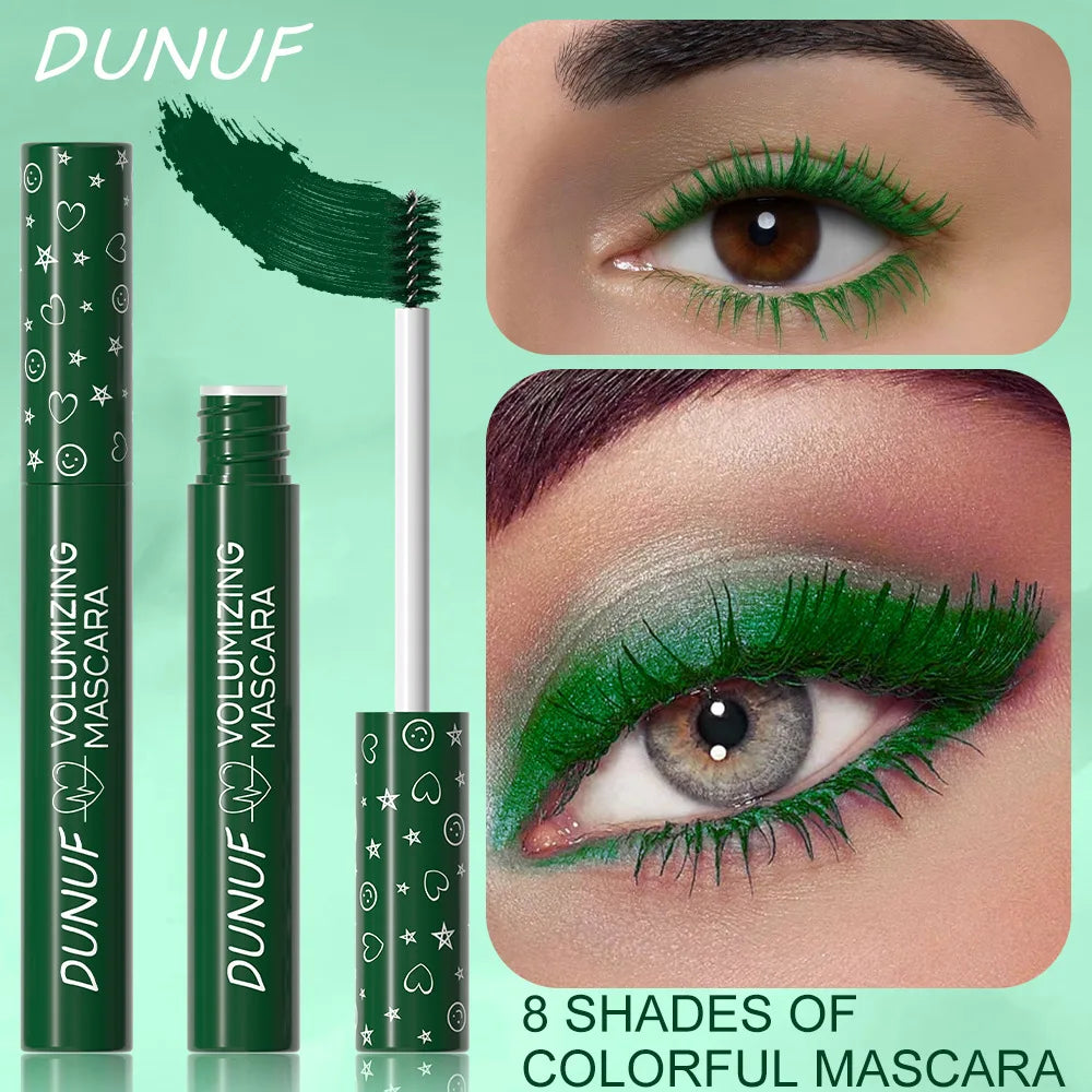 2pcs Green Purple Slender Curly Mascara, Color Mascara Waterproof Not Easy To Smudge, Portable Fine Brush Head，Holiday Makeup