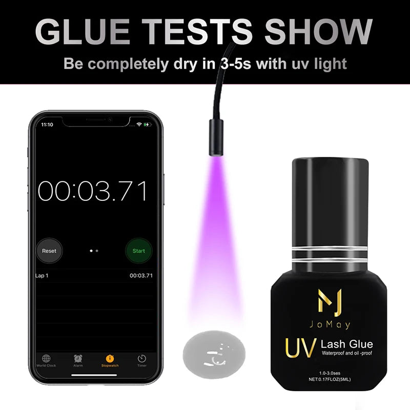 JOMAY 1 Second UV Glue Fast Drying Strong False Eyelash Extension Glue Adhesive Retention 90days Low Smell Mink Eyelash UV Glue