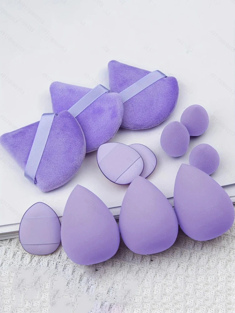12 Pieces Powder Puff Face Triangle Makeup Sponge Soft Velour Puffs for Loose Powder Setting Powder Blender Foundation Sponge Be