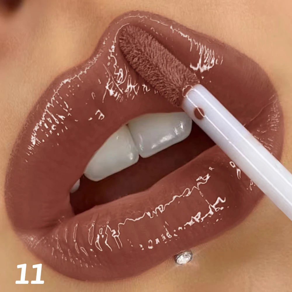 Waterproof quick-drying lip glaze, 16 colors available for mirror-finished lip glaze, clear and non-sticky, non-fading, waterpro