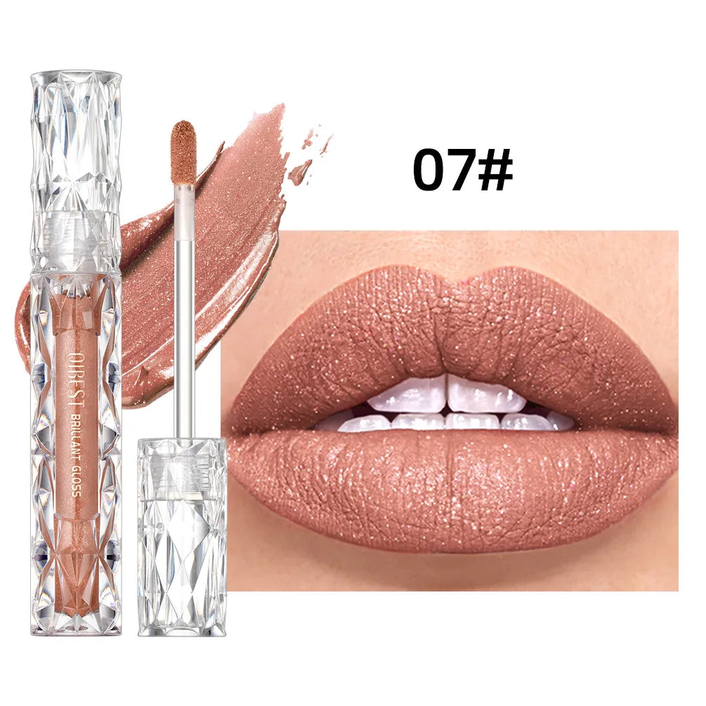 Diamond Shimmer Waterproof Lipgloss 10 Colors Liquid Lipstick Glitter Shiny Pearl Glaze Long Lasting Lip Tint Women Makeup