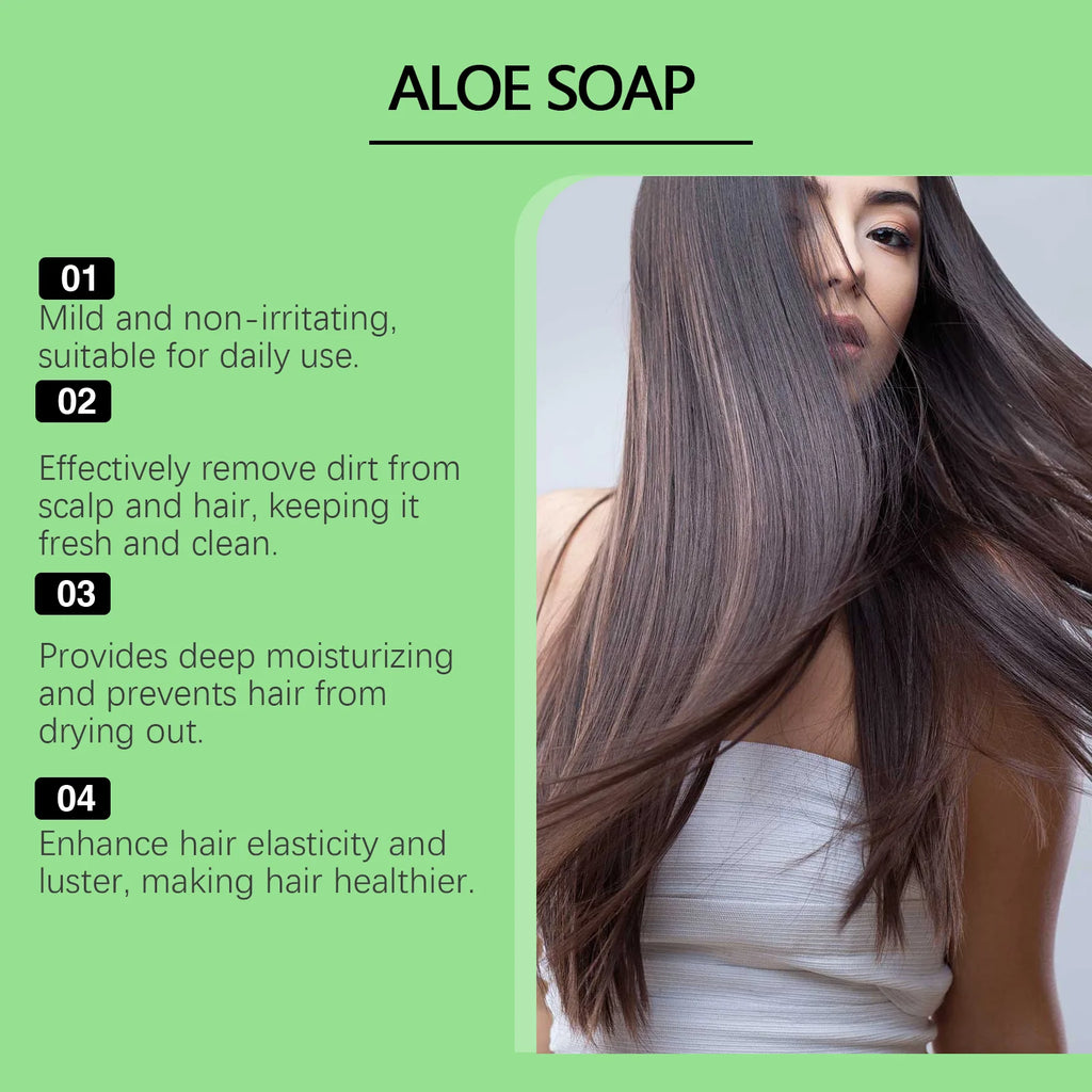 Aloe Nourishing Shampoo Soap Fluffy Strengthening Anti Hair Loss Oil Control Frizzy Curly Repair Damage Hair Shampoo Bar Soap