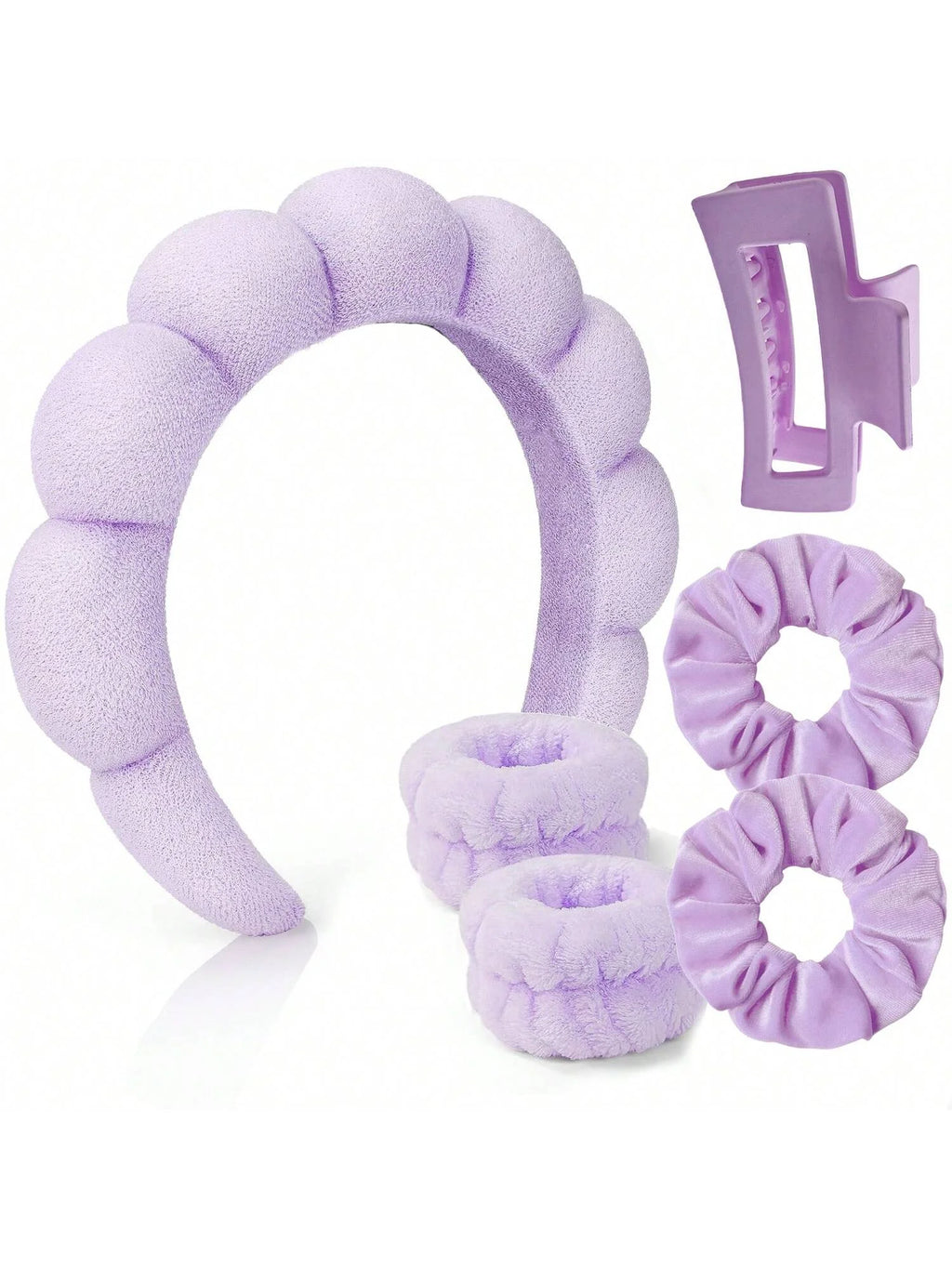 6 Pcs Women's Hair & Wristband Set for Skincare & Spa Anti-Damping Headband And Wristband Combo for Hair Tie And Wrist Support