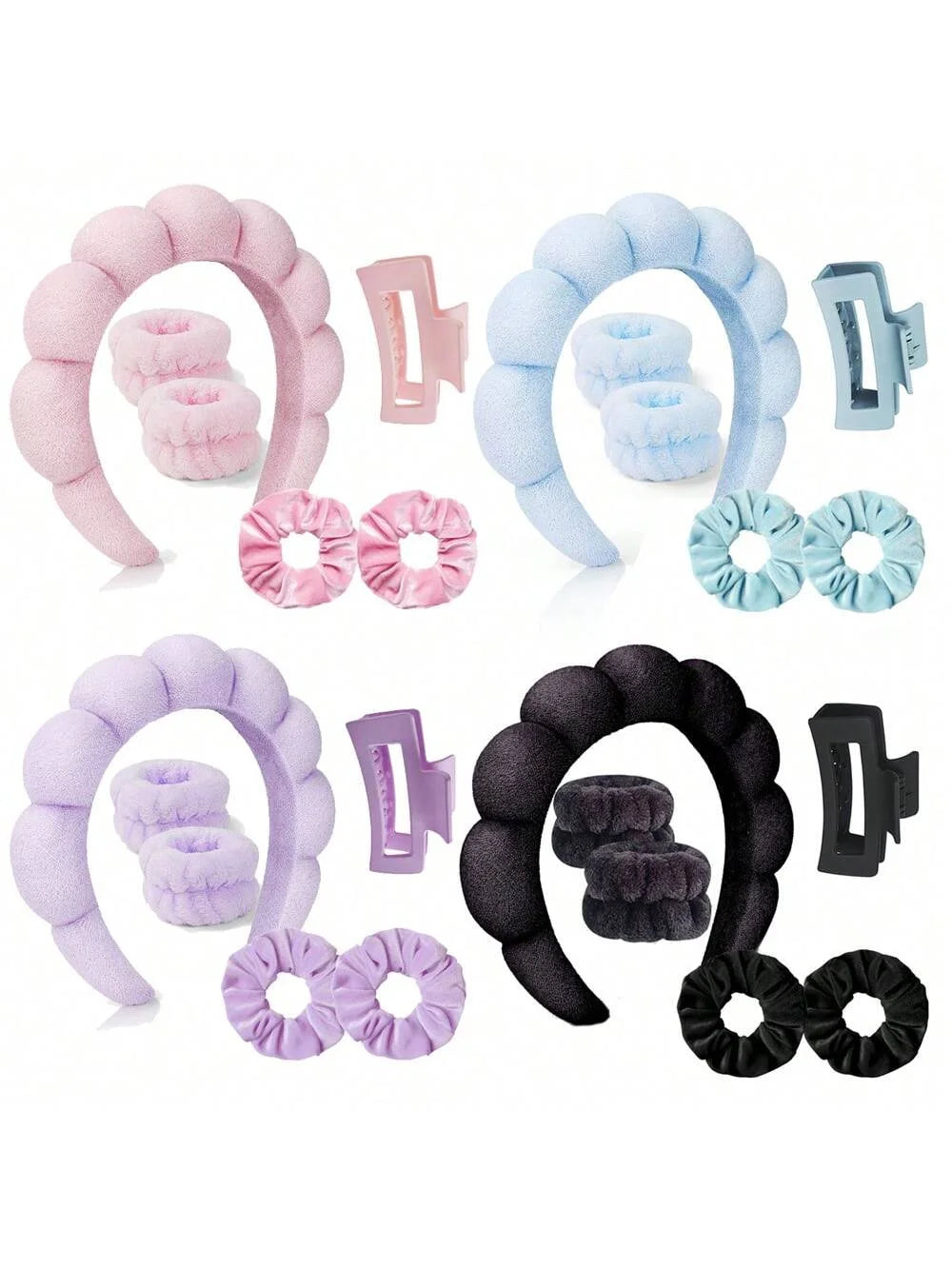 6 Pcs Women's Hair & Wristband Set for Skincare & Spa Anti-Damping Headband And Wristband Combo for Hair Tie And Wrist Support