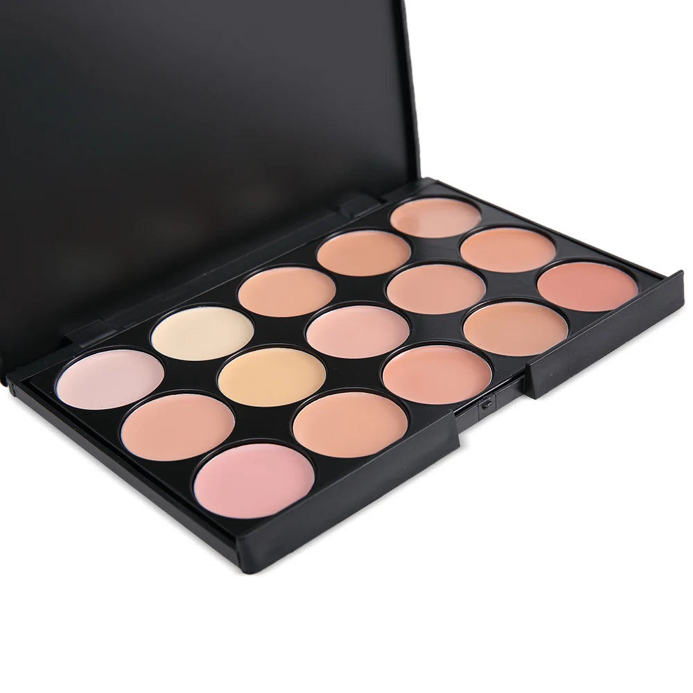 POPFEEL 15-Color Concealer Palette with Brush & Sponge-Multi-Functional for Blemish Coverage, Contouring, Body Tattoo Camouflage