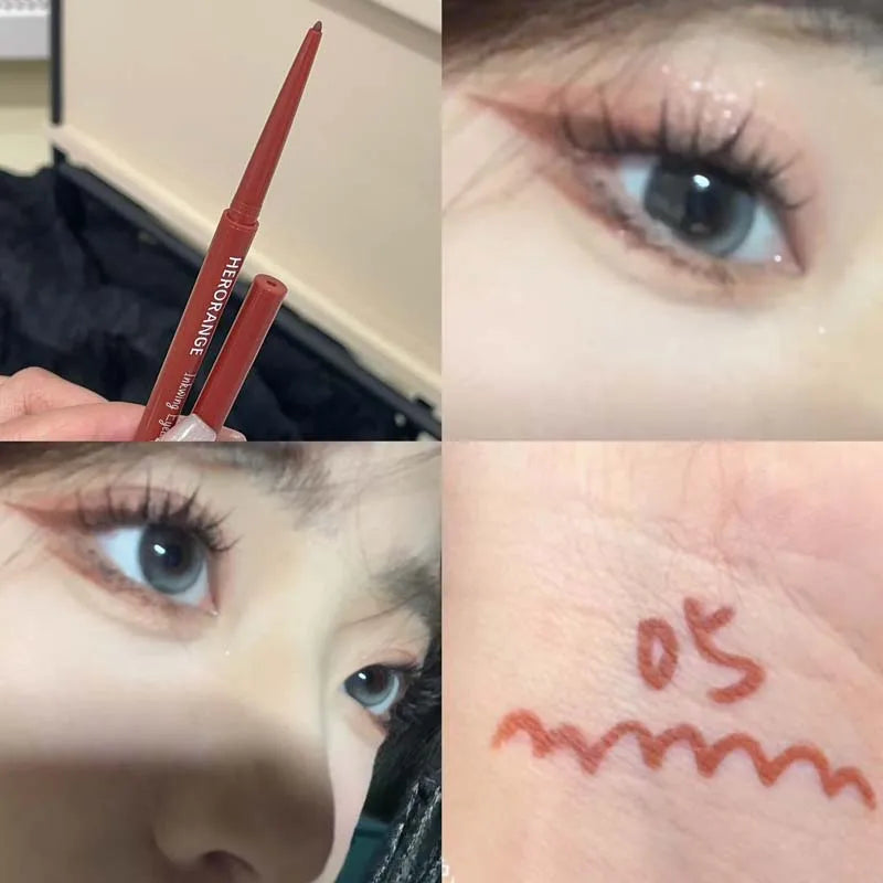 Matte Brighten Lying silkworm Eyeliner Gel Pen Waterproof Quick Drying Pink Brown Ultra fine Eye Shadow Pen Not-Smudge Makeup
