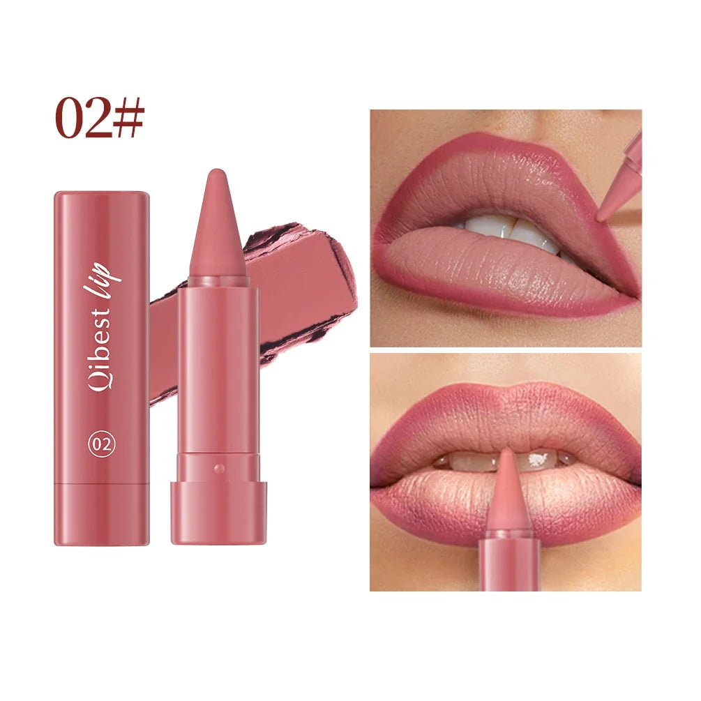 QIBEST 6 Color Matte Lipliner Lipstick Waterproof Lip Stain Lipstick Natural Nude Pink Lip Liner Outline Lips Contour Makeup