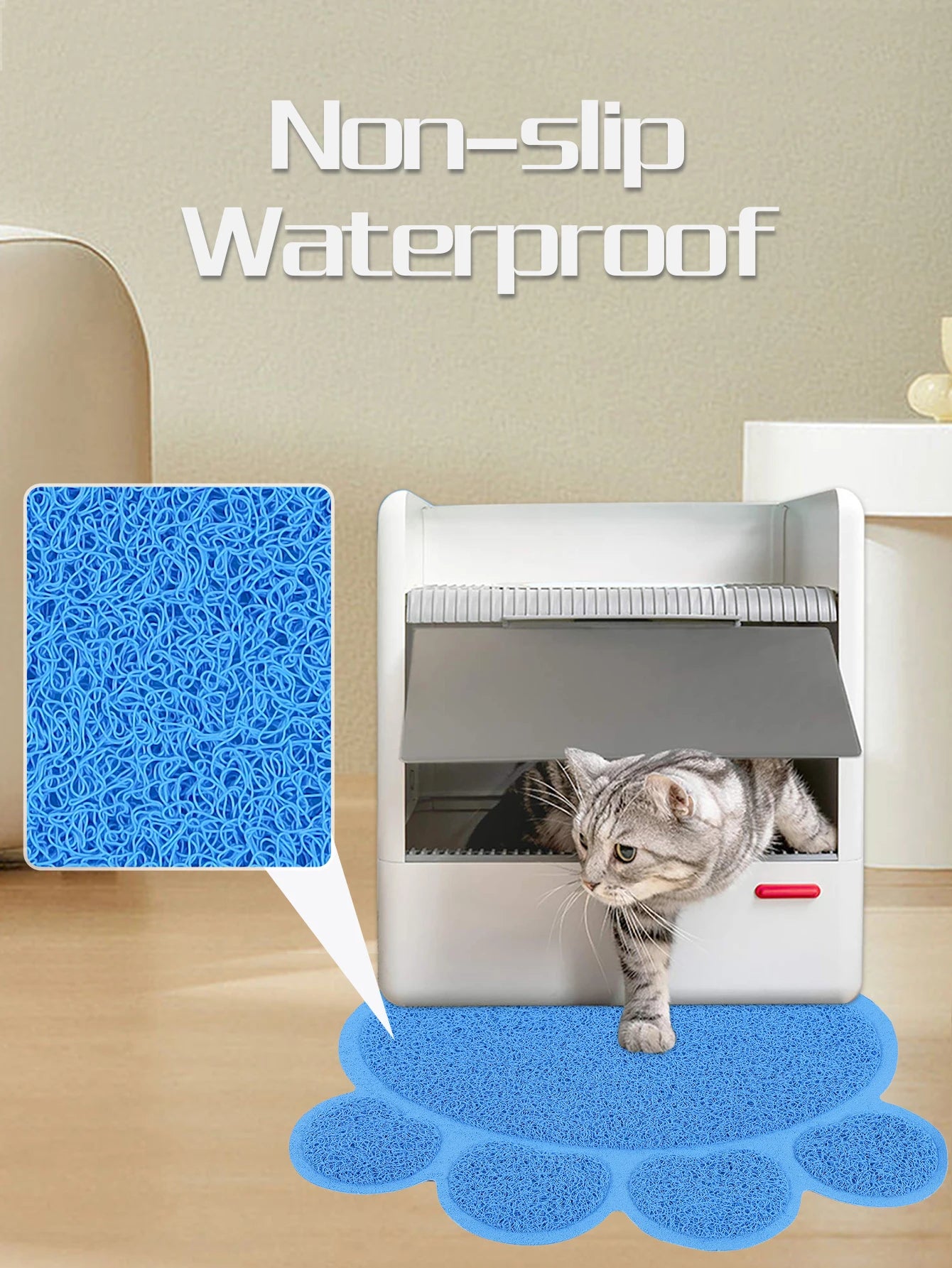 A cat claw shape waterproof pet cat and dog feeding mat, non-slip cat food mat, dog water bowl mat for indoor use
