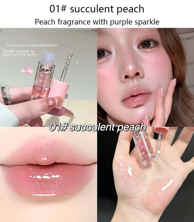 Moisturizing Water Light Lip Gloss Shimmer Transparent Jelly Mirror Lip Glaze Crystal Clear Hydrating Plumping Lip Gloss Makeup