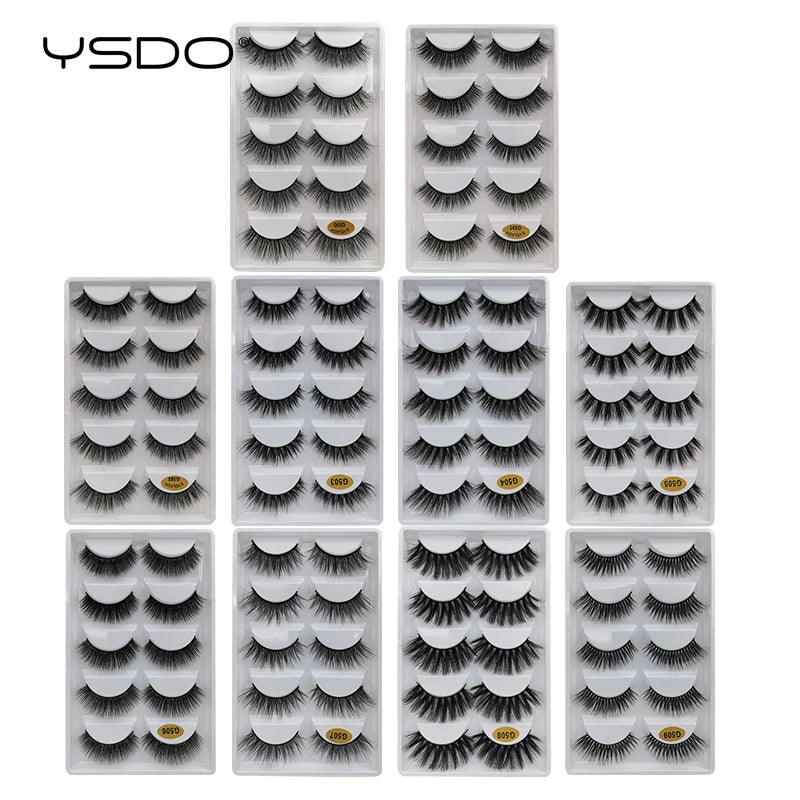 YSDO 5 pairs eyelashes makeup mink strip lashes dramatic eyelashes faux cils natural false eyelashes extension 3d mink eyelashes