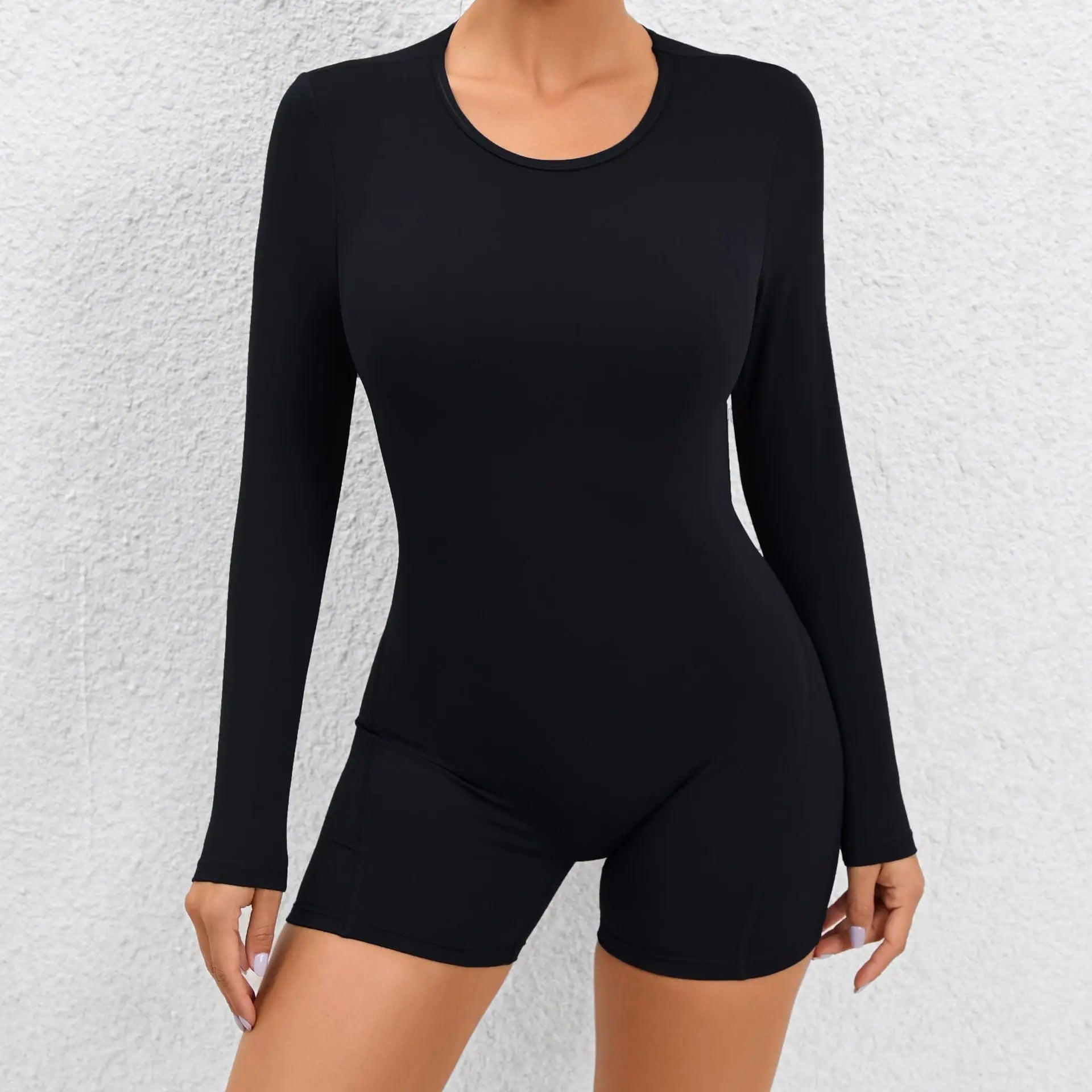 Long Sleeve Bodysuit Women No Padding Yoga Gym Jumpsuit Fitness Sport Overalls Sportswear Mono Mujer Navy Blue Black Gray White