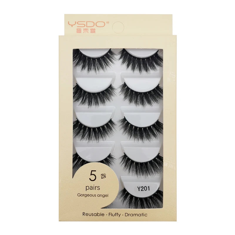 YSDO 3/5 Pairs 3D Mink False EyeLashes Winged Lashes Thick EyeLashes Makeup Fake EyeLashes Volume Lash Dramatic Mink EyeLashes
